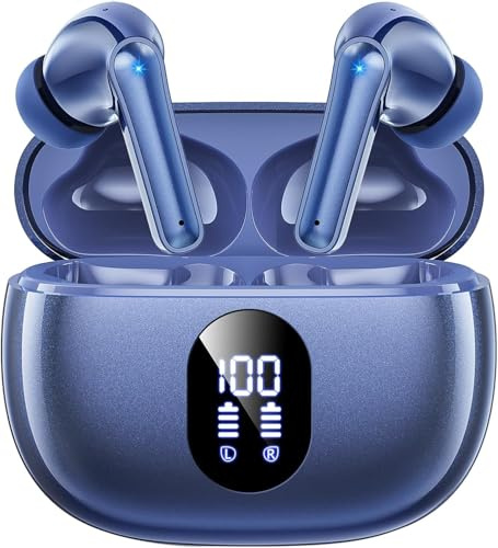 Bluetooth Kopfhörer, Kopfhörer Kabellos Bluetooth 5.4 In Ear Kopfhörer mit 4 ENC Noise Cancelling Mic, LED Anzeige 48Std Tiefer Bass Wireless Earbuds, IPX7 Wasserdicht Ohrhörer für Arbeit und Studium