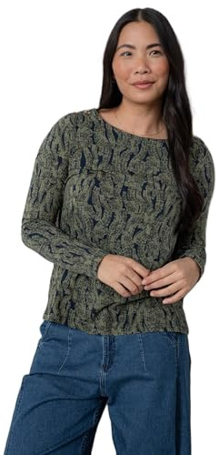 Lily & Me Riverside Printed Casual Jersey Top - Navy - Size 20