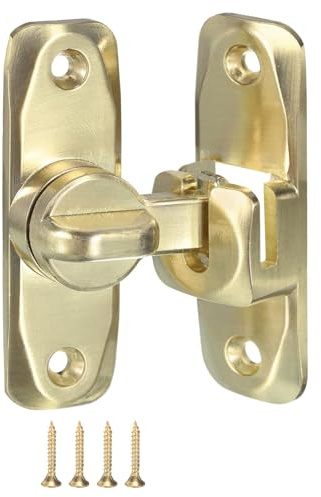 Sliding Door Lock Flip Door Latch 90/180 Degree Barn Door Lock Right Angle Door Lock Latch Hardware Portable Security Door Lock Latch for Kitchen Cabinet Push/Sliding/Barn Door (Gold)