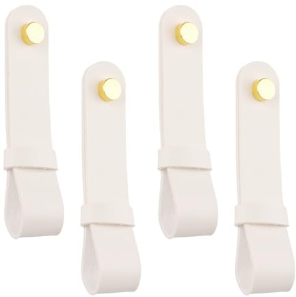 INCREWAY 4 soportes para barra de cortina de piel sintética, soporte de correa para colgar, soportes de barra para decoración de pared de estilo bohemio para decoración del hogar (blanco)