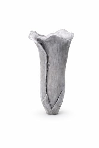 Gravvas tulpan, antikgrå, 21 cm – gravdekoration, vas av polyresin för gravsten, gravplatta eller kyrkogård – blomvas för gravdekoration – Logbuch-Verlag
