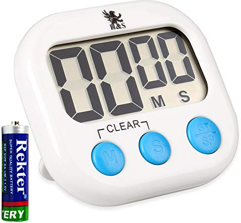 H&S Kitchen Timer - Kitchen Timers for Cooking - Digital Countdown Timer Clock with Magnetic Back - Stand Up or Hang- Cook Your Food Perfectly - Electronic Oven Clock - Loud Alarm
