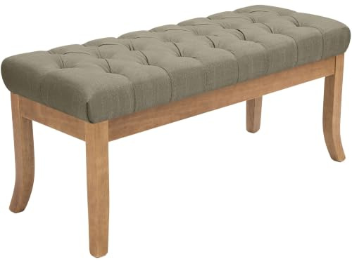 CLP Sitzbank Ramses mit hochwertiger Polsterung und Stoffbezug I Bank mit antik-Hellen Holzbeinen I Holzbank mit Einer Sitzhöhe von: 46 cm, Farbe:Taupe, Größe:100 cm