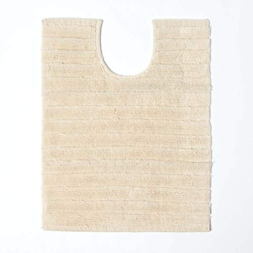 HOMESCAPES - Tapis Contour WC crème Rayures en Relief 100% Coton 1500 g/m² - 50 x 60 cm