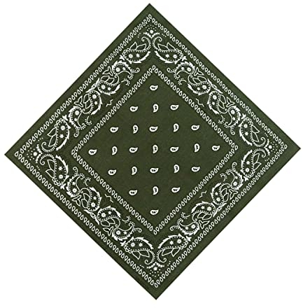 Trimming Shop Olive Cotton Unisex Paisley Bandana, leicht, atmungsaktiv und langlebig für Taschentücher, Stirnband, Reiten, Outdoor, Armband, Party, 54 cm