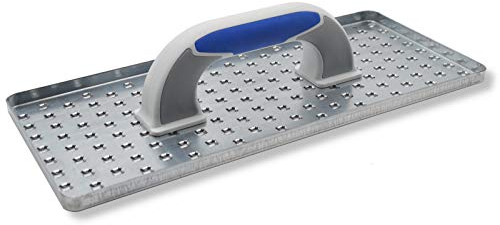 DEWEPRO® Cale à poncer - Planche à poncer en WDVS, béton cellulaire et polystyrène - Planche à râper - Truelle avec plaque en acier galvanisé - Planche à niveler - 360x160mm