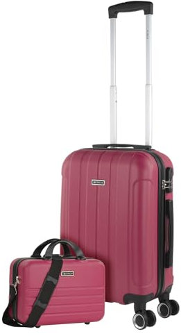 ITACA - Valigia 23Kg da stiva capiente Valigia rigida XL con ruote silenziose Trolley Grande Rigido leggero ideale per viaggi lunghi con Lucchetto a combinazione, Fragola