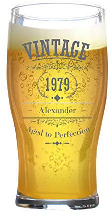 Personalised Pint Glass Birthday Engraved Men Tulip Shaped Beer Vintage Legend Year Gift Box 568 ml
