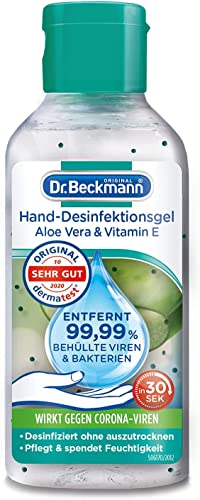 Dr. Beckmann Hand-Desinfektionsgel | Pflegt mit Aloe Vera und Vitamin E | Händedesinfektionsmittel zur Entfernung von behüllten Viren und Bakterien | 60 ml