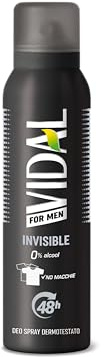 Vidal - Deodorante Spray For Men Invisible, Senza Alcool, Effetto Asciutto fino a 48h, 150ml