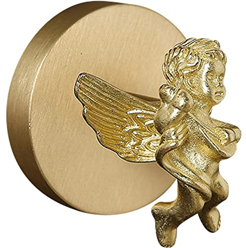 WAYUTO Brass Wall Hooks Heavy Duty for Hanging Metal Vintage Coat Hooks Wall Mounted Door Hook Rack Decorative Pegs for Hanging Bag Key Towel or Purse Angel