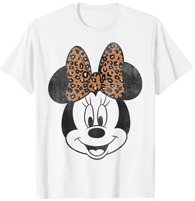 Disney Minnie Mouse Distressed Vintage Leopard Bow Portrait T-Shirt