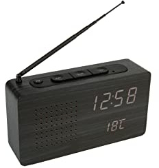 Fisura Clock Radio, Wood, Black/White, Pequeño