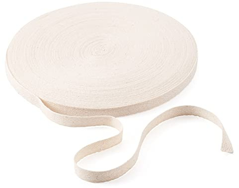Craftdady Köperband aus Baumwolle, 45,7 m lang, 10 mm breit, naturfarbenes Schrägband, zum Nähen und Basteln, für Kunsthandwerk, Dekoration, Geschenkverpackungen