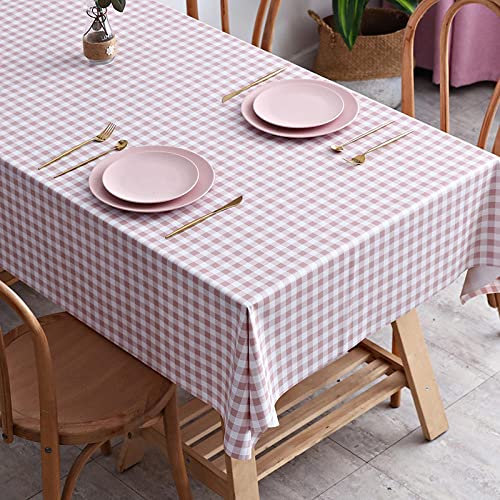 XQSSB Mantel Mesa Rectangular Impermeable Cubremesa Cloruro de Polivinilo para de Hogar Picnic del Hotel Tienda de Café Rosa a 120 × 170cm