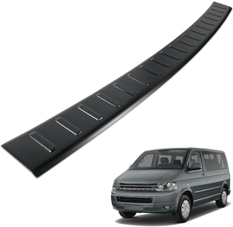 CHROMEMASTER| Ladekantenschutz Stoßstangenschutz | Kompatibel mit VW T5 2003-2015 | Schwarz lackierter Edelstahl, Matte | Lackschutzleiste Sichert den Heckstoßfänger vor Kratzern