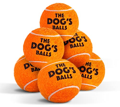 The Dog’s Balls – Hundetennisbälle, Orange, Small, 6er-Pack, Nicht scheuernder Filz, Apportierbälle mit robustem Gummikern, Schwimmen im Wasser