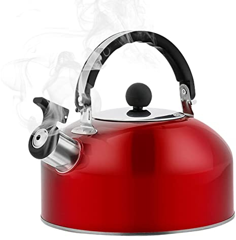Wasserkessel Induktion Teekessel Flötenkessel aus Edelstahl Camping Gasherd Holzofen 1.8 Liter, Teekessel Zum Wasser Aufkochen Mit Griff Für Alle Herdarten Geeignet