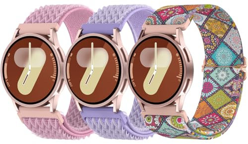 Delidigi Stretchy Straps for Samsung Galaxy Watch 7/6/5/4 40mm 44mm Galaxy Watch FE 40mm/5 Pro 45mm/6 Classic 43mm 47mm/4 Classic 42mm 46mm/Active 2 Nylon Bands Women
