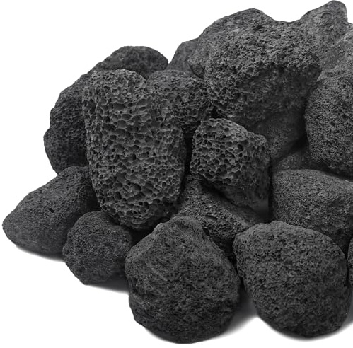 Calofulston 5,1 cm - 10,2 cm schwarzer Lavastein, 4,5 kg großer vulkanischer Lavastein für Feuerstelle, Gasscheite, Aquarium, Kamin, Feuerschale