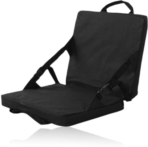 Cojín Plegable Portátil Para Playa, Camping y Estadio - Silla Con Respaldo, Asiento Ajustable y Ligero Para Exteriores, Negro