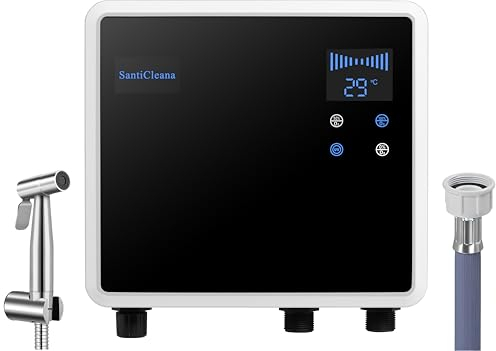 SantiCleana Generador de Agua de Ozono para Lavadora - ¡con Pulverizador de Acero Inoxidable! ¡2 Salidas de Agua! - ¡Mayor Tasa de Limpieza!