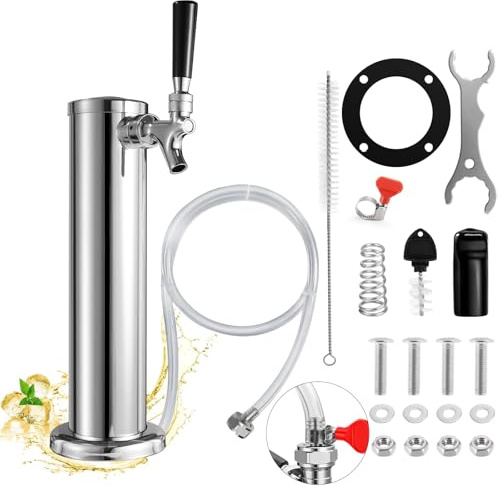 WELLBOM Draft Beer Tower Beer Line Single Tap Kegerator Kit