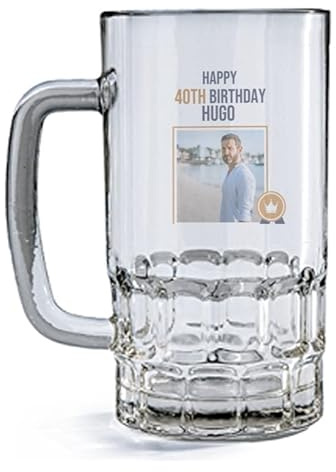 Wanapix | Bierglas Personalisiert mit Foto und Text | Bierkrüge aus Glas | Milchglas bedrucken | 500 ml | Bierkrüge zum Verschenken | Geburtstag