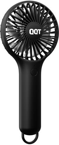 QQT Mini Handheld Fan,Small Personal Fan with 3Speeds,Portable Battery Operated Fans,USB Rechargeable Makeup Eyelash Fan,Strong Hand Fan for Travel Office Outdoor Women Men Stylish Kids (Black), BP953