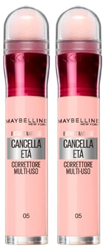 Maybelline New York Instant Anti-Age åldersborttagare, universalkorrigeringspenna, färg 05, rosa med svampmapplikator, 2 kosmetika