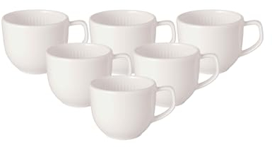 Villeroy & Boch - Afina Espressotasse aus Premium Porzellan, Obertasse für Mokka und Espresso, Made in Germany, spülmaschinenfest und mikrowellensicher, stapelbar, weiß, 6er Set