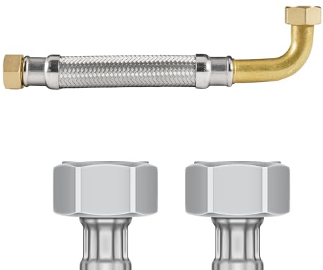 DVGW Gep. Tubo corazzato 3/4-1 pollici 30-150 cm, tubo flessibile DN25&DN19, collegamento acqua, riscaldamento, impianto di addolcimento (150 cm, dado da 3/4 pollici con arco x tubo corazzato da 3/4