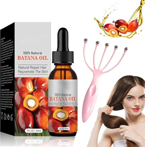Batana öl für Haare Kaltgepresst-100% Rein und Natürlich, BIO Haaröl mit Kopfmassage Spinne für Hair Growth, Verhindern Haarverlust, Stellt Beschädigtes Haar, Befeuchten Kopfhaut (1 Stück)