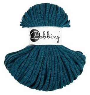 Premium Baumwoll-Flechtschnur - 5mm x 50m - Vielseitige Makramee-Kordel für Stricken, Weben, DIY-Basteln und Heimdekoration - Hochwertige Bunte Bastelschnur Flechtkordel - Peacock Blue