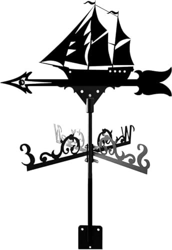TIECHUINIUB Exquisito adorno de metal para velero, velero, acorazado, veleta meteorológica, veleta de metal, veleta de viento, veleta de viento, decoración de jardín, patio, veleta, manualidades,