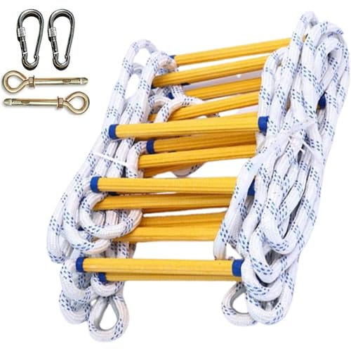 PLOTSAGE Emergency Fire Escape Ladder, Flame Resistant Safety Extension Ladder, Fast To Deploy, Sturdy And Strong, Portable And Reusable, Weight Capacity Up To 2000 LB,White,10M