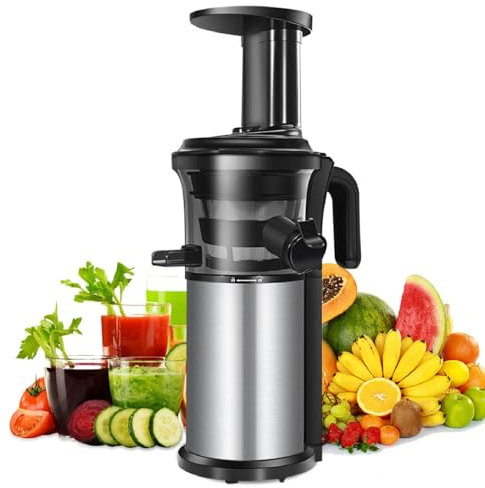 Exprimidor Lento De MasticacióN,Extractor De Jugo Prensado En FríO 200W,40 Rpm,Denso En Nutrientes Y Vitaminas, Compacto, PequeñO,Que Ahorra Espacio,FáCil Limpiar,Para Verduras Y Frutas,Black