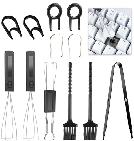 Fadwons 12 Piece Keycap Remover, Keycap Swapper Switch Puller Keycap Puller with Precision Tweezers and Cleaning Brush for Mechanical and Standard Keyboards, Essential Maintenance Tools for Keyboards
