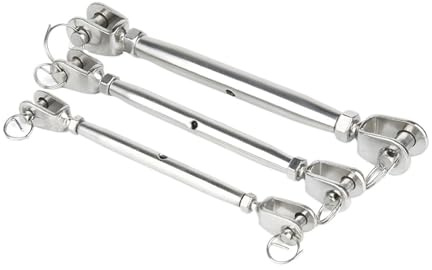 Tenditore a vite in acciaio inox M12 per fune metallica, gancio e occhiello in acciaio inox 304, 1 pezzo
