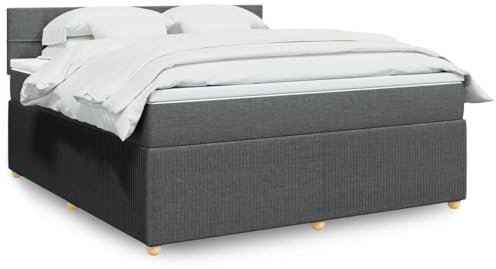 Iiaky Boxspringbett mit Matratze Betten Mit Matratze Schlafzimmer Bett Boxspringbett Mit Matratze Dunkelgrau 180x200 cm Stoff // 3289836