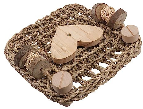 HANABASS Rabbit and Guinea Pig Cage Grass Mat Chewing Toy Natural Woven Hay Mat for Small Pets Indoor Tooth Cleaning and Nesting Accessory