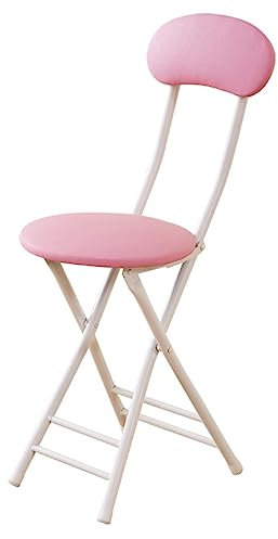 Sgabello pieghevole con schienale alto imbottito, resistente, 45,7 cm, sgabello rotondo pieghevole per uso domestico (rosa, 47 cm)
