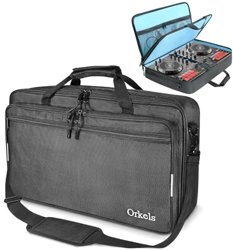 SUNDOY Borsa da trasporto per controller DJ con spallacci – Custodia protettiva imbottita per controller Pioneer, Hercules, Numark – Borsa da viaggio per riporre in modo sicuro, Nero , S-55x32x12-CM