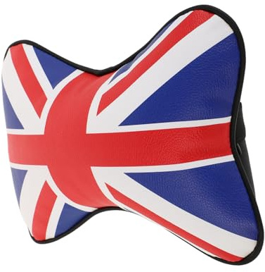 MUCKLILY Auto Nackenkissen mit Britischem Flaggen Design Weiches Kopfstützenpolster aus Kunstleder und Pp Langlebiges Kissen zur Linderung von Nackenmüdigkeit Beim Fahren oder Büro