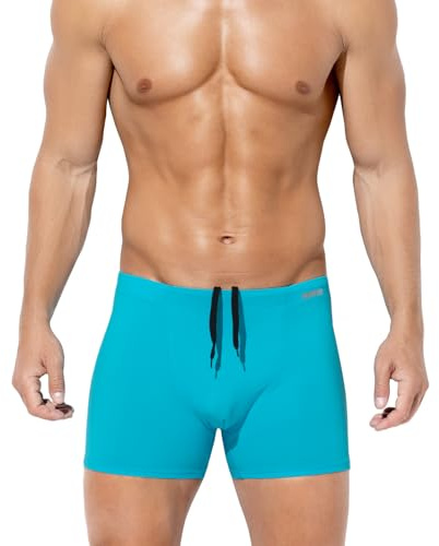 Arjen Kroos badbyxor herr badshorts korta badbyxor män tajta boxer simbyxor badmode simning shorts med dragsko, A3 isblå, XXL