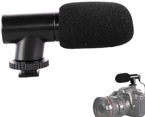 Micrófono de cámara de vídeo, micrófono pequeño Resistente al Viento, Dispositivo de grabación Negro portátil, Compatible con teléfonos y computadoras, Ideal para entrevistas, Vlogs, conferencias