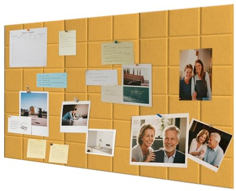 60x90 cm Pinnwand Groß Selbstklebend, 6PCS 30x30 cm Dekorative Pinnwand aus Filz, Pinwand Korktafel, Faltbare Fototafel, Memoboard Vision Board für Büro, Zuhause & kinderzimmer