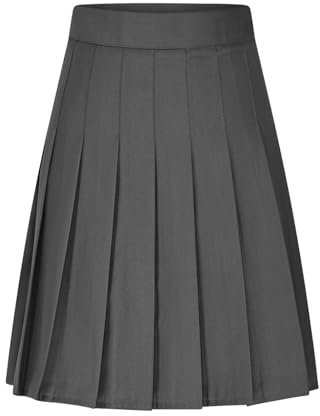 NSICBMNO Gray Pleated Skirts for Women UK Elasticated Waist Short Summer Skirts with Shorts Knee Length Flared A Line Skirt Midi Boho Short Skater Skirt for Tennis Workout Golf Beach Work