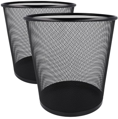 Westcott Papierkorb Mesh Schwarz (2er-Set) | 2 x Mülleimer aus Drahtgeflecht mit 13 Liter Fassungsvermögen | Abfalleimer für Büro, Homeoffice oder Haushalt | E-744608 00