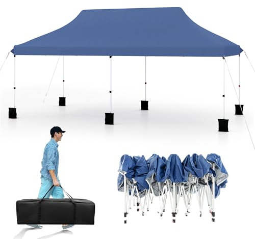 RELAX4LIFE Tonnelle Pliante 3x6 Imperméable, Barnum Pliant 3x6, Tente de Réception Anti-UV, Hauteur Réglable, Sac Transport, Potection Solaire, Montage sans Outil, pour Mariage Fête